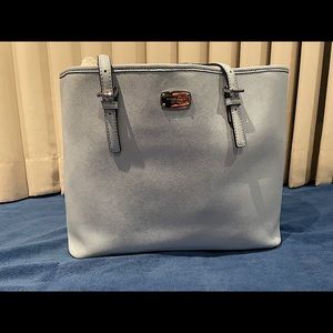 MICHAEL KORS Baby blue Large leather tote